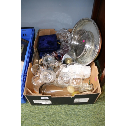 130 - Collection of assorted Silver plated and Glass items to include Galleried trays, Drinking glasses et... 