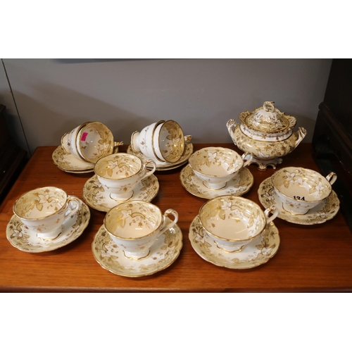 134 - 19thC Ridgeway gilded Leaf and Vine decorated Tea set