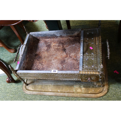 181 - Brass Tin lined Anglo Indian Charcoal grill on brass stand