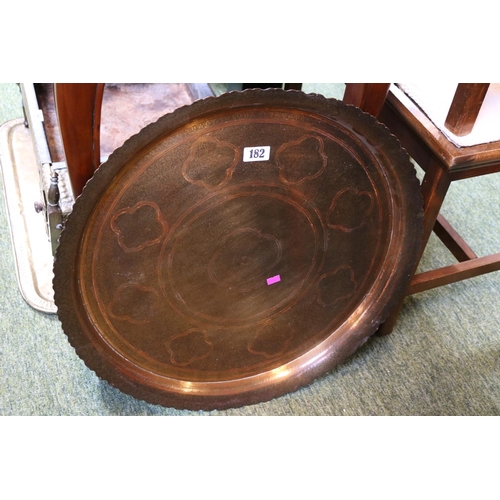 182 - Early 20thC Brass Turkish Tray engraved 58cm in Diameter