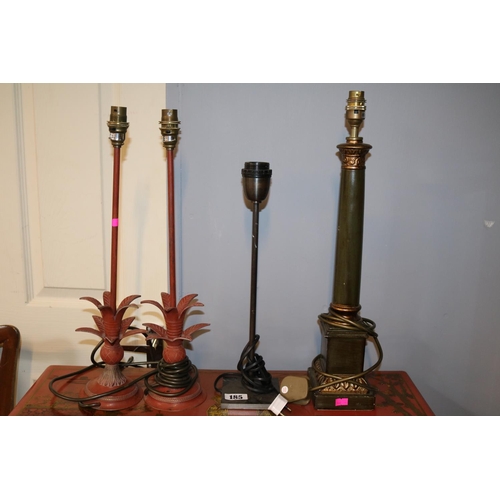 185 - Pair of Rochamp Pineapple design table lights, Column table light and another table light