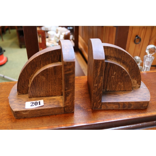 201 - Pair of Oak Art Deco bookends