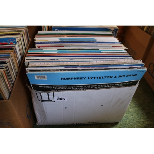 205 - Box of assorted Vinyl Records inc. Pointer Sisters, Blue Grass etc