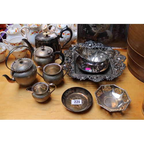 221 - Mappin & Webb Silver plated 4 Piece Tea set and assorted Silver plated tableware