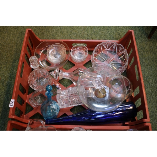 223 - 3 Trays of assorted Crystal and glassware to include Drinking glasses, Vases etc