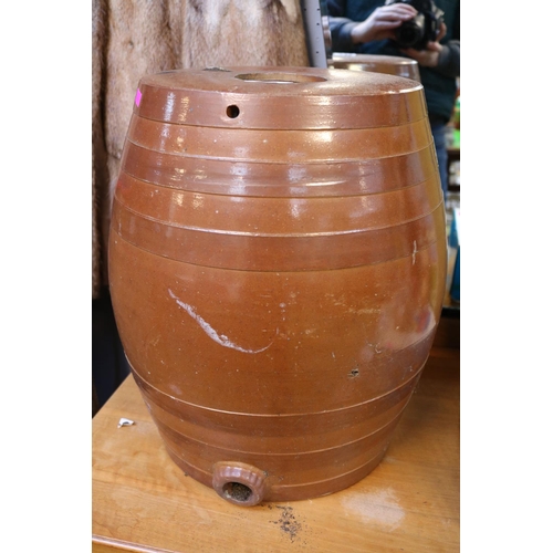 243 - Stoneware 2 Tone 19thC Spirit Barrel