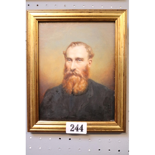 244 - Framed 19thC portrait, Oil on board James Davison Wadham, unsigned.