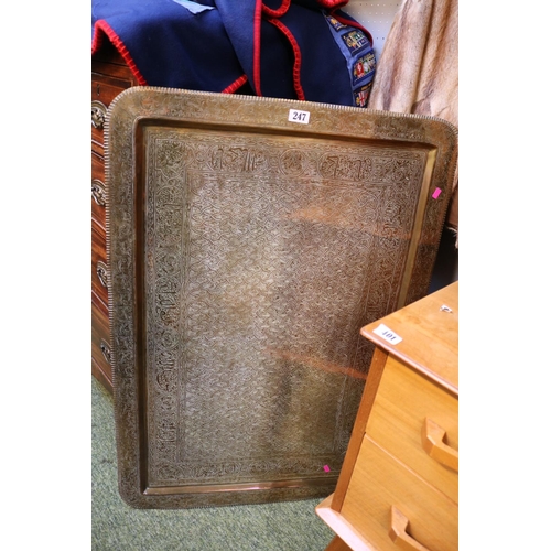 247 - Very Large Early 20thC Persian Brass serving tray 3ft x 2ft