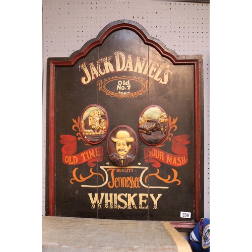 250 - Reproduction wooden painted Jack Daniels Tennessee Whisky advertising board