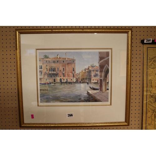 266 - Framed Watercolour depicting a Venetian Scene signed in Pencil with blind stamp