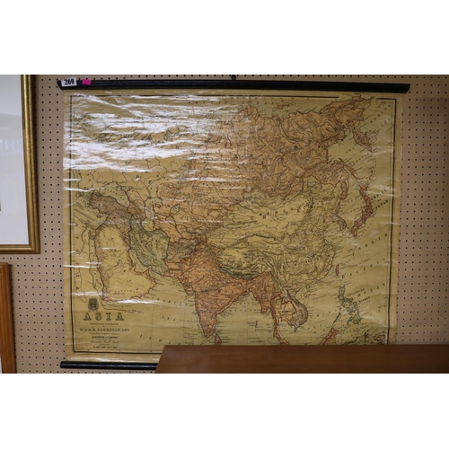 269 - W & A K Johnston Ltd constructed Map of Asia on canvas