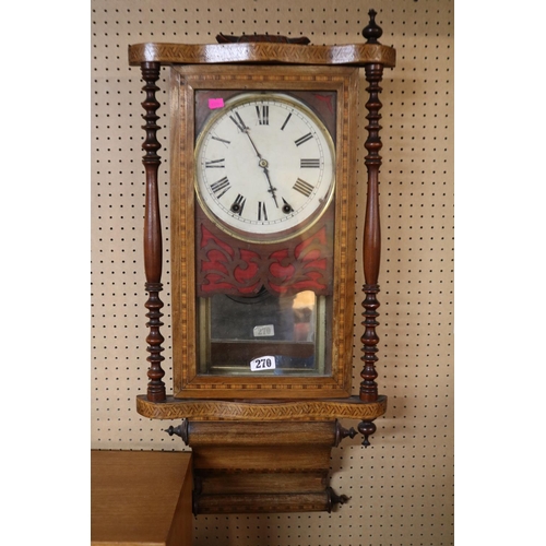 270 - Late 19thC American Wall clock with inlaid decoration