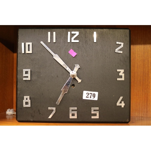 279 - Art Deco Electric wall clock with Chrome numeral dial