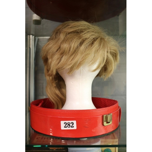 282 - Vintage Cased Blonde Wig on Stand