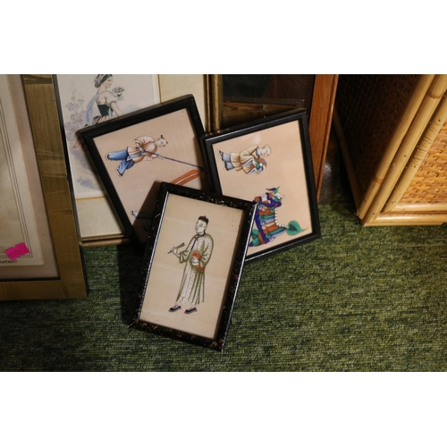 304 - Collection of assorted Framed Pictures and Prints, Ribbon Framed mirror