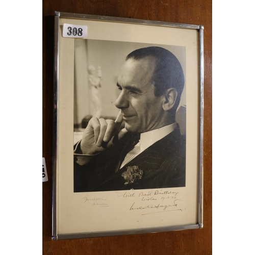 308 - Framed and Signed Photographic Print of Malcolm Sargent British Conductor