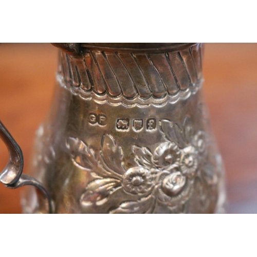 334 - Silver Cream Jug with Foliate embossed decoration London 1901 150g total weight