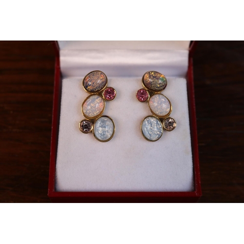 352 - Givenchy Slocum design earrings of Rub over cabochon gems