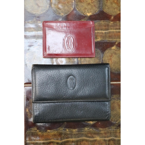 66 - Vintage 1980s Cartier Card Wallet and Cartier Green Leather Purse