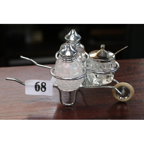 68 - Vintage Cruet set in the form of a Wheelbarrow