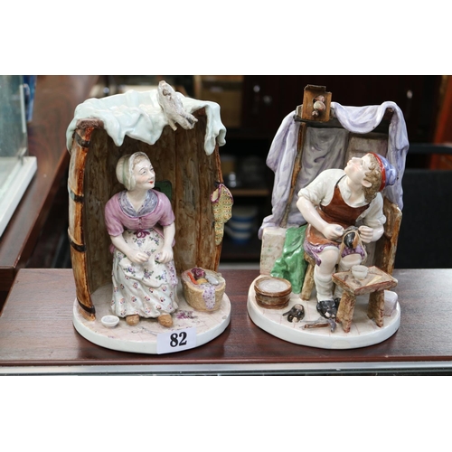 82 - Paul- Louis Cyffle 1724 - 1806 Belgian Pair of Rare Pottery figures entitled The Savetier & Ravaudeu... 