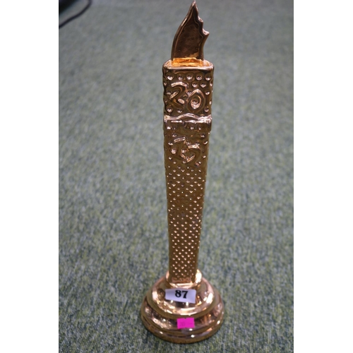 87 - Gary Seymour London 2012 Olympic ceramic gold-coloured Olympic Torch. Gary Seymour London 2012 Olymp... 