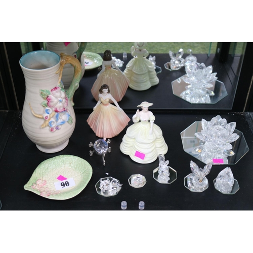 90 - Collection of Swarovski, Clarice Cliff Newport Pottery Floral Ewer and assorted ceramics