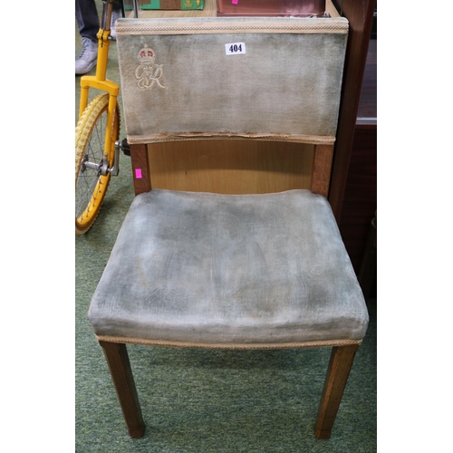 404 - George VI Limed Oak Coronation chair by Hands & Sons Ltd 1937. Stamped marks to base