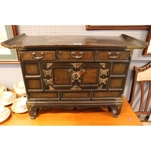 412 - Asian Hardwood Tansu Cabinet with Brass fittings over bracket feet