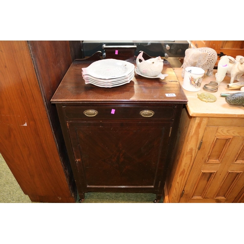 428 - Edwardian Mahogany Music Cabinet of Single Drawer with drop handles