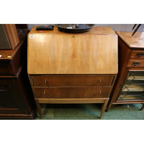 437 - Mid Century Fall Front Walnut Bureau