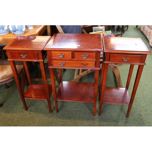 451 - Reproduction Hall table and a Pair of matching Single drawer stands with under tiers