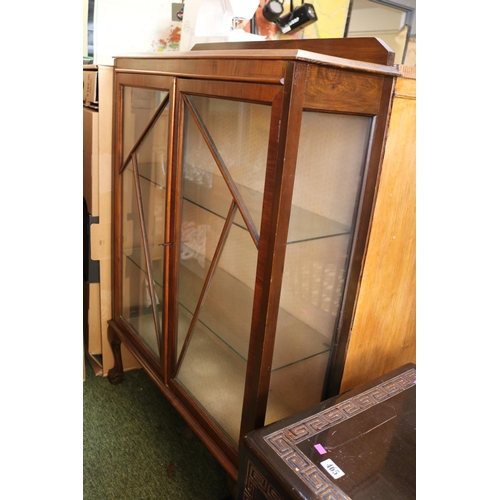 464 - Art Deco Walnut Glazed China Cabinet with 2 glass shelves to interior