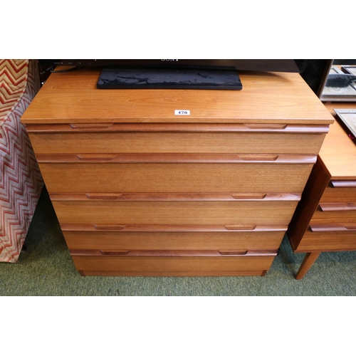 470 - Avalon Mid Century Chest of 5 Drawers