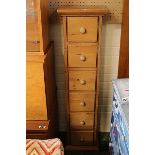 472 - Narrow Pine Chest of 6 drawers with turned handles