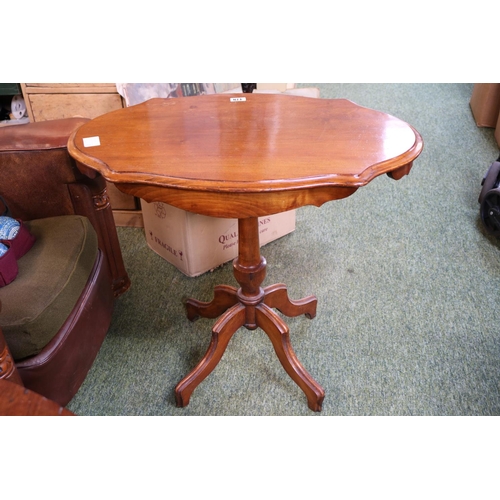 478 - Walnut Shaped top oval table on Pedestal base