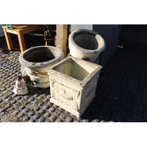 496 - Pair of Concrete garden Planters and 2 other planters