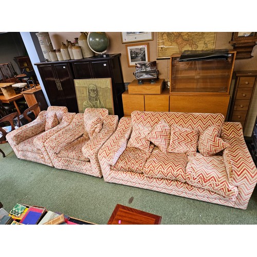 476 - Art Deco 1930s Reupholstered Zig Zag design sofa suite