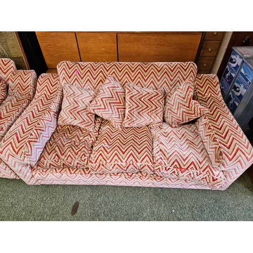 476 - Art Deco 1930s Reupholstered Zig Zag design sofa suite