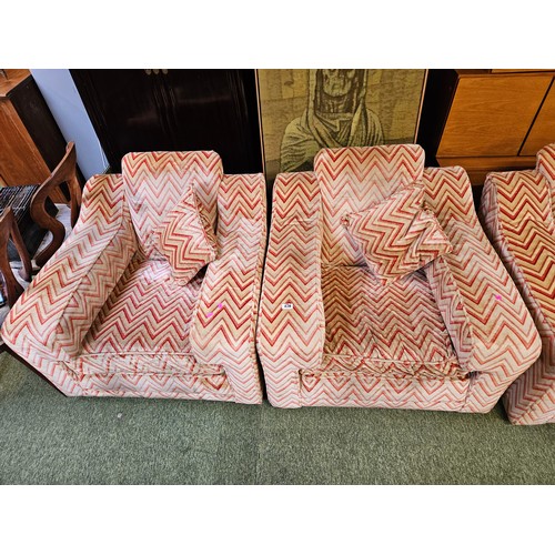 476 - Art Deco 1930s Reupholstered Zig Zag design sofa suite