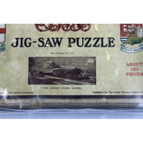 379 - Collection of five Great Western Railway Chad Valley jigsaws 1920/30's in original boxes. Comprising... 