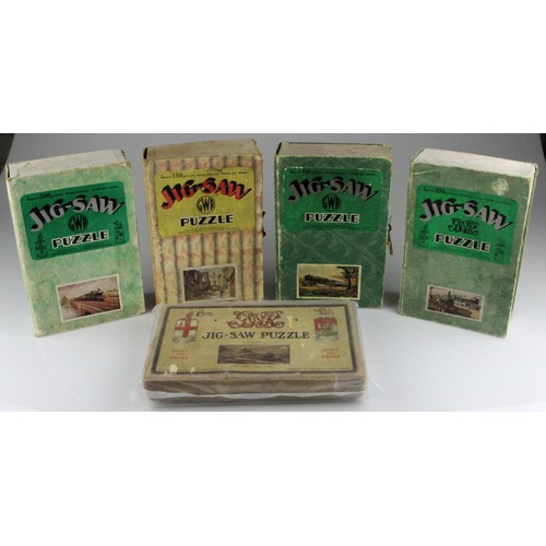 380 - Collection of four Great Western Railway Chad Valley jigsaws 1930's in original boxes. Comprising - ... 