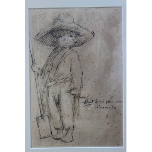 385 - Four Barry Leighton-Jones Original Sketches from his Street Urchin Series c1968 all with certificate... 