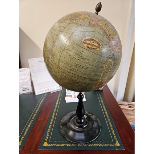 388 - Rand Mc Nally & Co New Twelve Inch Terrestrial Globe mounted on turned base