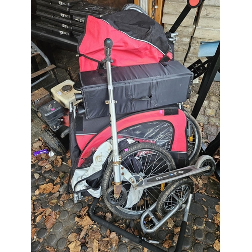 522 - Cycle Trailer, Scooter and a Childs travel cot