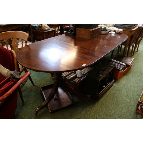 417 - Good quality Reproduction Regency Style table with single leaf, brass supports over splayed legs ter... 