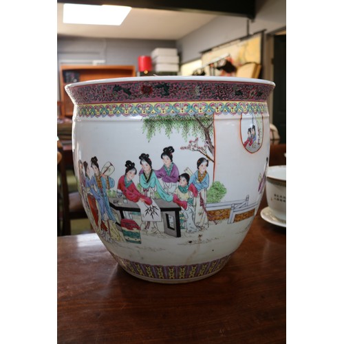 261 - Large Chinese Republic Famille Rose Planter/Fishbowl and 2 Smaller planters