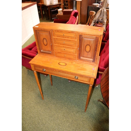 494 - 20thC Bonheur du jour Walnut veneered with inlaid stringing