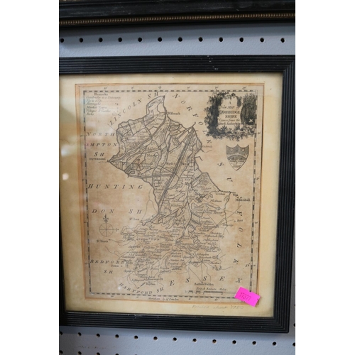 105 - Collection of 3 19thC Maps to include Nottinghamshire, 18thC Cambridgeshire Map and Sussex by Cary &... 