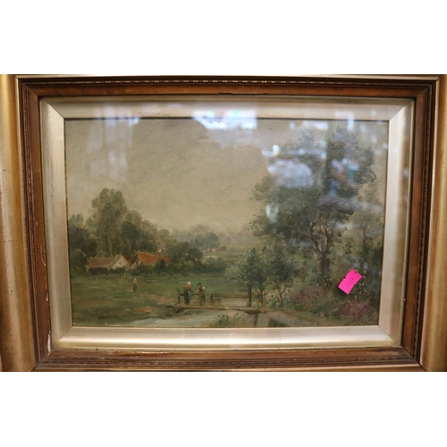 127 - 2 Early 20thC Gilt Gesso framed Oils depicting Countryside scenes indistinctly signed